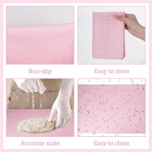 3Pcs Silicone Rolling Pin for Baking Sets,15Inch Pastry Dough Roller with Wooden Handle Silicone Mat and Brush, Non Stick Surface Rolling Pins for Dough Cookie Baking Supplies Kitchen Accessories