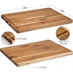 Extra Large Acacia Wood Cutting Board 24"x18" – Reversible Wooden Butcher Block for Kitchen with Deep Juice Groove, Side Handles – Chopping Board & Serving Tray for Meat, Vegetables, Cheese