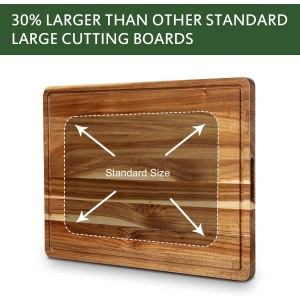 Extra Large Acacia Wood Cutting Board 24"x18" – Reversible Wooden Butcher Block for Kitchen with Deep Juice Groove, Side Handles – Chopping Board & Serving Tray for Meat, Vegetables, Cheese