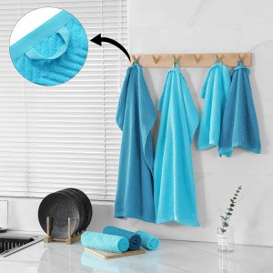 100% Cotton Kitchen Towels and Dishcloths Set, Pack of 8 Super Absorbent 16