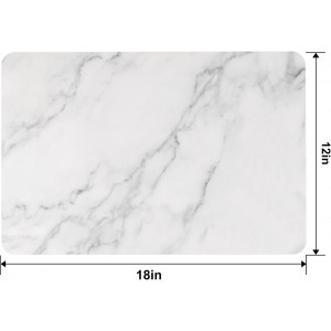 QIYI Placemats Set of 6, 12x18 Inch Faux Leather Place Mats for Kitchen Dinning, Heat Resistant Anti Slip Table Mats, Waterproof Wipeable Washable Placemat Party Table Décor, White Marble