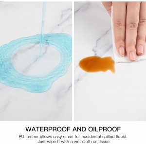 QIYI Placemats Set of 6, 12x18 Inch Faux Leather Place Mats for Kitchen Dinning, Heat Resistant Anti Slip Table Mats, Waterproof Wipeable Washable Placemat Party Table Décor, White Marble