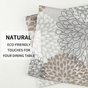 QIYI Boho Placemats Set of 6, 12x18 Inch Linen Fabric Place Mats for Kitchen Dinning, Farmhouse Rustic Floral Cloth Table Mats, Washable Placemat Party Table Décor, Brown Floral Burst