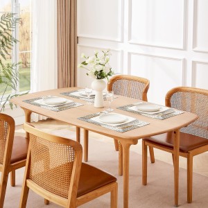 QIYI Boho Placemats Set of 6, 12x18 Inch Linen Fabric Place Mats for Kitchen Dinning, Farmhouse Rustic Floral Cloth Table Mats, Washable Placemat Party Table Décor, Brown Floral Burst