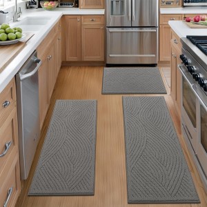 SHACOS Kitchen Rugs Sets of 3 Non Slip Washable Polypropylene Low Pile Absorbent Resist Dirt Kitchen Floor Mat 3 Piece for Entryway, Hallway, Front of Sink (20