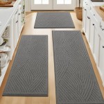 SHACOS Kitchen Rugs Sets of 3 Non Slip Washable Polypropylene Low Pile Absorbent Resist Dirt Kitchen Floor Mat 3 Piece for Entryway, Hallway, Front of Sink (20
