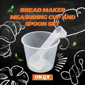 Bread Maker Machine Spare Parts – BPA-Free PP Measuring Cup with Paddle Removal Hook & Measuring Spoon for Precise Baking (200ml, Translucent)
