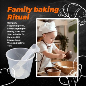 Bread Maker Machine Spare Parts – BPA-Free PP Measuring Cup with Paddle Removal Hook & Measuring Spoon for Precise Baking (200ml, Translucent)