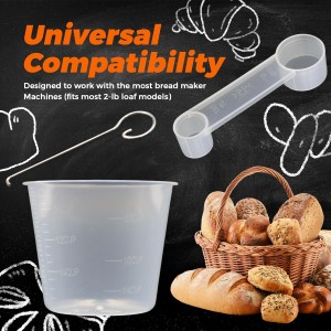 Bread Maker Machine Spare Parts – BPA-Free PP Measuring Cup with Paddle Removal Hook & Measuring Spoon for Precise Baking (200ml, Translucent)