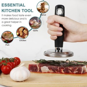 KAYCROWN Meat Pounder Tenderizer, Stainless Steel Kitchen Meat Tenderizer Hammer, Round Chicken Flattener Tool with Comfortable-Grip Rubber Handle for Flattening Cutlets and Tenderizing Meat