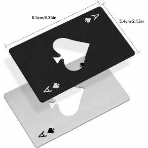 6PCS Poker Card Bottle Openers, Stainless Steel Credit Card Size Beer Bottle Opener - 3 Black & 3 Silver Poker Themed Cap Openers (Ace of Spades Design)