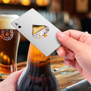 6PCS Poker Card Bottle Openers, Stainless Steel Credit Card Size Beer Bottle Opener - 3 Black & 3 Silver Poker Themed Cap Openers (Ace of Spades Design)