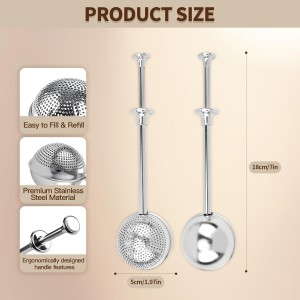 Flour Duster powder sugar shaker duster Stainless Steel Sugar Pick Up and Dust Flour Sifter Powder Sifter with Spring Handle for Baking 2PCS