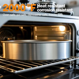 9 Inch Cake Pans Set of 2 with 100 Pieces Parchment Paper, Stainless Steel Round Cake Pans Baking Pan For Layered Cakes, No Coating Smash Cake Pans Mirror Finish Dishwasher Safe Cake Mold