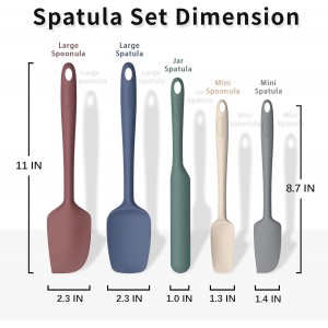 Coukre Silicone Spatula Set of 5,High Temperature Resistant, Food Grade Silicone, Dishwasher Safe, for Baking, Cooking (Pure Colorful A)