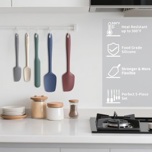 Coukre Silicone Spatula Set of 5,High Temperature Resistant, Food Grade Silicone, Dishwasher Safe, for Baking, Cooking (Pure Colorful A)