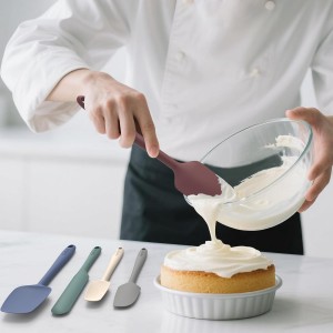 Coukre Silicone Spatula Set of 5,High Temperature Resistant, Food Grade Silicone, Dishwasher Safe, for Baking, Cooking (Pure Colorful A)