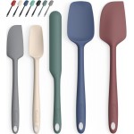 Coukre Silicone Spatula Set of 5,High Temperature Resistant, Food Grade Silicone, Dishwasher Safe, for Baking, Cooking (Pure Colorful A)