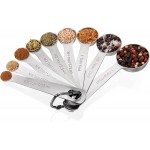 Doosu Measuring Spoons Set of 9-18/8 Stainless Steel Heavy Duty Teaspoons Tablespoons with Engraved Metric & US Measurements, Metal Measure Spoon for Dry and Liquid Ingredients, Dishwasher Safe