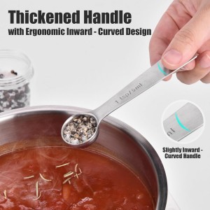 Doosu Measuring Spoons Set of 8-18/8 Stainless Steel Heavy Duty Teaspoons Tablespoons with Engraved Metric & US Measurements, Metal Measure Spoon for Dry and Liquid Ingredients, Dishwasher Safe