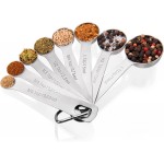 Doosu Measuring Spoons Set of 8-18/8 Stainless Steel Heavy Duty Teaspoons Tablespoons with Engraved Metric & US Measurements, Metal Measure Spoon for Dry and Liquid Ingredients, Dishwasher Safe