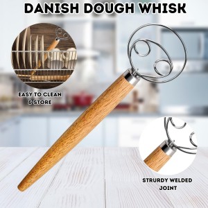 Sourdough Bread Baking Tool Set with Danish Dough Whisk, Bread Lame & Blades, Bench Scraper, Dough Scrapers and Silicone Brush – Sourdough Starter Kit
