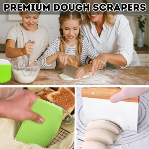Sourdough Bread Baking Tool Set with Danish Dough Whisk, Bread Lame & Blades, Bench Scraper, Dough Scrapers and Silicone Brush – Sourdough Starter Kit