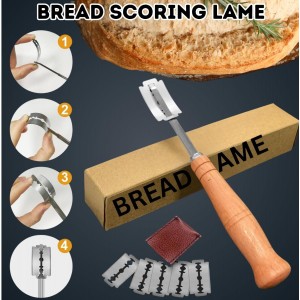 Sourdough Bread Baking Tool Set with Danish Dough Whisk, Bread Lame & Blades, Bench Scraper, Dough Scrapers and Silicone Brush – Sourdough Starter Kit