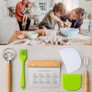 Sourdough Bread Baking Tool Set with Danish Dough Whisk, Bread Lame & Blades, Bench Scraper, Dough Scrapers and Silicone Brush – Sourdough Starter Kit