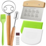 Sourdough Bread Baking Tool Set with Danish Dough Whisk, Bread Lame & Blades, Bench Scraper, Dough Scrapers and Silicone Brush – Sourdough Starter Kit