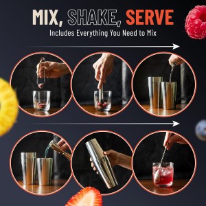 Mixology Bartender Kit with Boston Cocktail Shaker - 9pc Stainless Steel Bar Tool Set - Drink Mixer, Cocktail Accessories, Home Bar Essentials, Martini Barware Set, Men or Women Bartending Gift