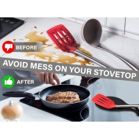 BLACK Silicone Spoon Rest for Stove Top Set of 2 – HEAT RESISTANT DISHWASHER SAFE Kitchen Utensil Holder for LARGE Utensils - Won’t Break - Non-Slip - Ideal for Induction Cooktops - for Home Cooks