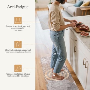 GENIMO Kitchen Mats for Floor, Kitchen Rugs Non Slip Washable Sets of 2, Waterproof Cushioned Anti Fatigue Mat, Floral Runner Rug for Laundry, Sink, Office, Home, 17.3