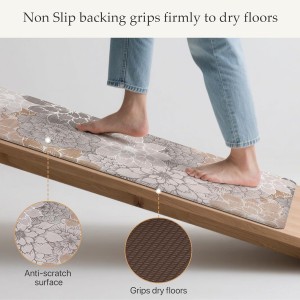 GENIMO Kitchen Mats for Floor, Kitchen Rugs Non Slip Washable Sets of 2, Waterproof Cushioned Anti Fatigue Mat, Floral Runner Rug for Laundry, Sink, Office, Home, 17.3