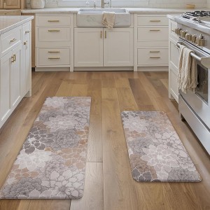 GENIMO Kitchen Mats for Floor, Kitchen Rugs Non Slip Washable Sets of 2, Waterproof Cushioned Anti Fatigue Mat, Floral Runner Rug for Laundry, Sink, Office, Home, 17.3