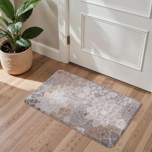 GENIMO Kitchen Mats for Floor, Kitchen Rugs Non Slip Washable Sets of 2, Waterproof Cushioned Anti Fatigue Mat, Floral Runner Rug for Laundry, Sink, Office, Home, 17.3