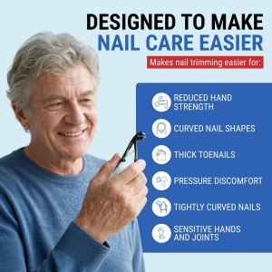 Toenail Clippers for Thick Toenails – KLIPP 15 mm Wide Jaw Thick Fingernail and Toenail Cutter with Curved Stainless-Steel Blades for Seniors (Angled Wide Opening)