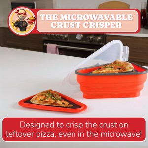 PIZZA PACK Pizza Plate™ – Reheating Tray for Crispy Pizza Leftovers – Microwave & Oven Safe Metal Plate with Silicone Edge – Reusable, Dishwasher Safe, Fits Inside