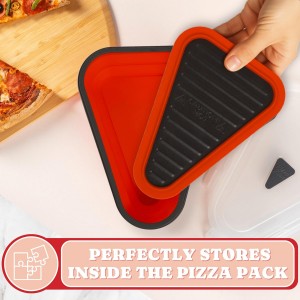 PIZZA PACK Pizza Plate™ – Reheating Tray for Crispy Pizza Leftovers – Microwave & Oven Safe Metal Plate with Silicone Edge – Reusable, Dishwasher Safe, Fits Inside