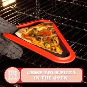 PIZZA PACK Pizza Plate™ – Reheating Tray for Crispy Pizza Leftovers – Microwave & Oven Safe Metal Plate with Silicone Edge – Reusable, Dishwasher Safe, Fits Inside