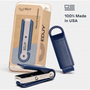 EDJY Fingernail Cutter - Precision Stainless Steel Nail Cutter for Fingernails | Sharp Blade, Ergonomic Design, Durable & Rust-Resistant | Ideal for Men and Women | Navy