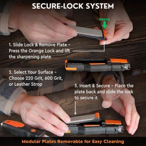 Orange Ninja Pocket Field Knife Sharpener – 8-in-1 Camping & Hunting EDC Knife Sharpener with Guided Diamond Whetstones, Leather Strop, Fire Starter & Diamond Rod