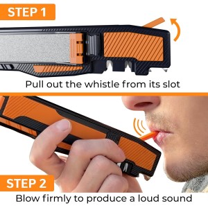 Orange Ninja Pocket Field Knife Sharpener – 8-in-1 Camping & Hunting EDC Knife Sharpener with Guided Diamond Whetstones, Leather Strop, Fire Starter & Diamond Rod