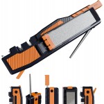 Orange Ninja Pocket Field Knife Sharpener – 8-in-1 Camping & Hunting EDC Knife Sharpener with Guided Diamond Whetstones, Leather Strop, Fire Starter & Diamond Rod