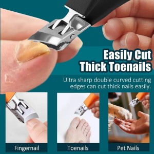 2PCS Wide Jaw Opening Anti-Splash Slanted Nail Clipper,No Splash Nail Trimmer for Men,Slanted Nail Clippers, Ingrown Nail Clippers Wide Jaw Slanted Toenail Clippers for Women and Men(Orange & Black)