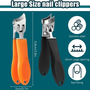 2PCS Wide Jaw Opening Anti-Splash Slanted Nail Clipper,No Splash Nail Trimmer for Men,Slanted Nail Clippers, Ingrown Nail Clippers Wide Jaw Slanted Toenail Clippers for Women and Men(Orange & Black)