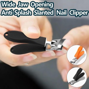 2PCS Wide Jaw Opening Anti-Splash Slanted Nail Clipper,No Splash Nail Trimmer for Men,Slanted Nail Clippers, Ingrown Nail Clippers Wide Jaw Slanted Toenail Clippers for Women and Men(Orange & Black)