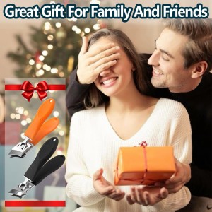 2PCS Wide Jaw Opening Anti-Splash Slanted Nail Clipper,No Splash Nail Trimmer for Men,Slanted Nail Clippers, Ingrown Nail Clippers Wide Jaw Slanted Toenail Clippers for Women and Men(Orange & Black)