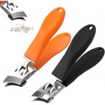 2PCS Wide Jaw Opening Anti-Splash Slanted Nail Clipper,No Splash Nail Trimmer for Men,Slanted Nail Clippers, Ingrown Nail Clippers Wide Jaw Slanted Toenail Clippers for Women and Men(Orange & Black)