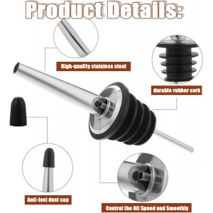 72 Pcs Stainless Steel Pour Spouts for Liquor Bottles with Rubber Dust Caps Tapered Bottle Pourers for Alcohol Olive Oil Wine Syrup Whiskey Bar Bartending Accessories